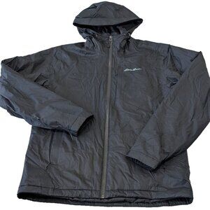 Eddie Bauer Jacket Mens Small Black Weatheredge Hooded Full Zip Nylon Coat